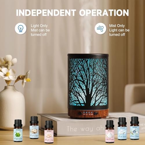 Essential Oil Diffuser & Essential Oils Set, Aromatherapy Diffuser with 7 LED Colors, 6 Oils Gift Pack (Clean Home, Peppermint, Blossom Soapy, Soft Powder, Fresh Cotton, Fresh Linen) - Image 2