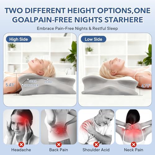 Cervical Pillow for Neck and Shoulder,Contour Memory Foam Pillow,Ergonomic Neck Support Pillow for Side Stomach Back Sleepers with Skin-Friendly Pillowcase (White) - Image 2
