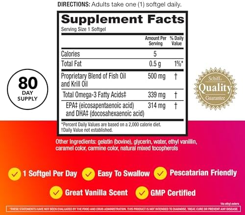 MegaRed Omega 3 Fish Oil & Antarctic Krill Oil Softgels for Brain, Heart, Joints & Eye Support, (80 Count Bottle), Concentrated Omega 3 Fatty Acid Supplement with EPA, DHA, Phospholipids - Image 3