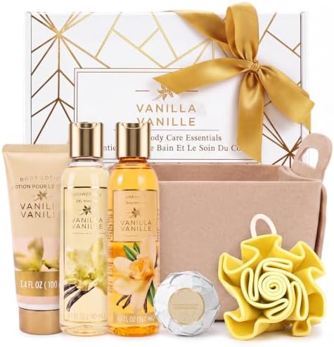 Gifts for Women, 6pc Vanilla Felt Storage Spa Gift Baskets for Women by spaluxetique