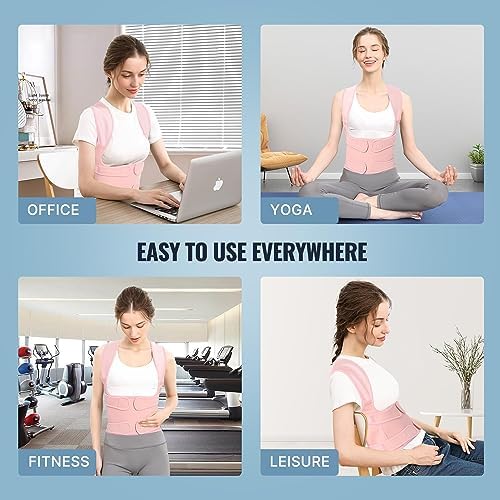 Posture Corrector for Women and Men, Adjustable Back Brace with Full Back Support, Shoulder Straightener for Spine Alignment, Kyphosis, Hunchback, Scoliosis, Lumbar, Spine, Pink (Small) - Image 6