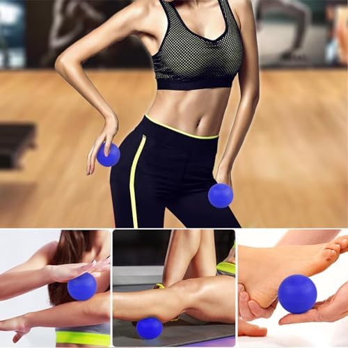 WOVTE Massage Lacrosse Ball for Sore Muscles, Shoulders, Neck, Back, Foot, Body, Deep Tissue, Trigger Point, Muscle Knots, Yoga and Myofascial Release (Blue) (Royal Blue Pink) - Image 4
