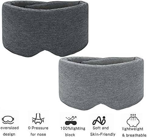 Sleep Mask for Men Women,100% Cotton Sleep Eye Mask with Fully Adjustable Strap, 100% Light Blocking Eye Mask for Sleeping, 0 Pressure Eye Covers for Travel Yoga Nap (Gray) - Image 5