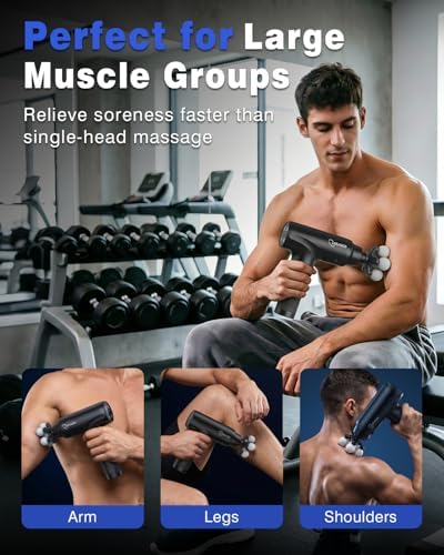 cotsoco Massage Gun Deep Tissue, Percussion Massage Gun with 10 Massage Heads & 20 Speeds, Muscle Massage Gun with Large 6-Ball Head, Portable Back Massager Gun with Carry Case, Gifts for him - Image 3