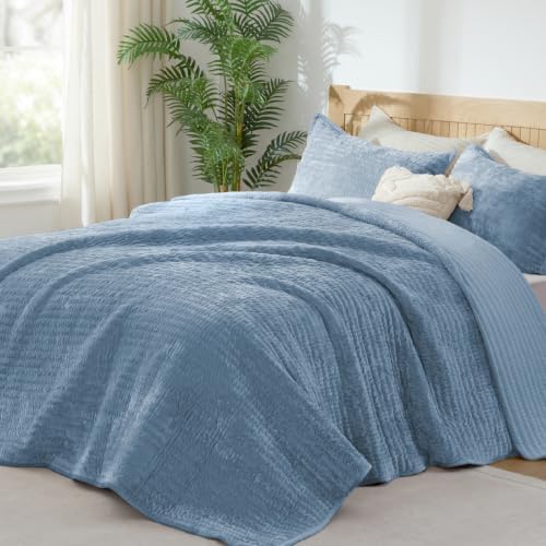 BEDELITE Velvet Quilt Set King Size, Luxury Velvet Comforter Bedding by BEDELITE