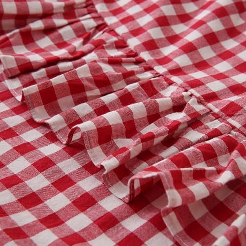 2 Pack Red/White Plaid Ruffled Throw Pillow Sham 20x20 inches - Image 6