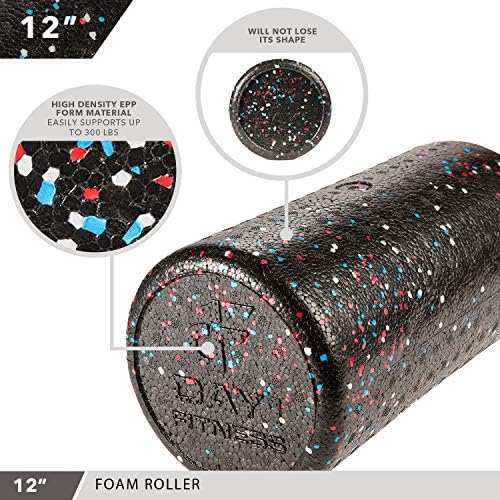 Day 1 Fitness High Density Muscle Foam Rollers - Sports Massage Rollers for Stretching, Physical Therapy, Deep Tissue, Myofascial Release - Ideal for Exercise and Pain Relief – USA Speckled, 12” - Image 4