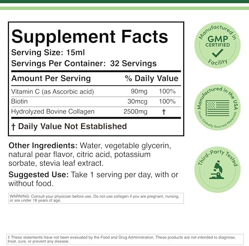 Liquid Collagen 2,500mg, Types 1 + 3, Skin, Hair + Nails, 32 Servings - Image 2