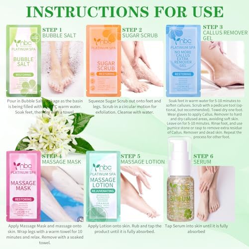 Pedicure Foot Soak Set - Upgraded 6 in 1 Foot Spa, Foot Bath Spa, Pedicure Kit, Foot Soak for Tired & Dry Cracked Feet, Athletes Feet, Bad Odor, Softens Calluses (Jasmine) - Image 4
