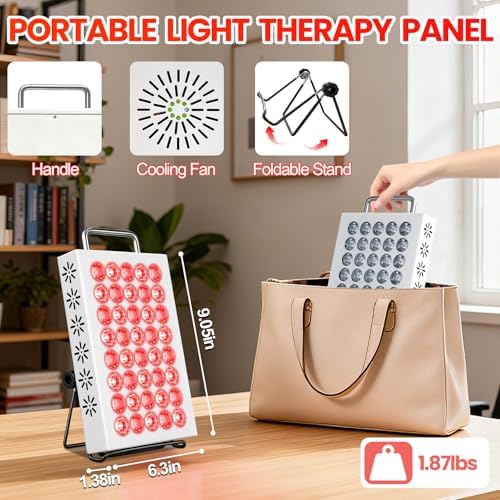 AearKing Red Light Therapy for Face and Body, 660nm & 850nm Near Infrared Red Light Therapy Panel with Adjustable Stand, Portable Dual Chip LED Red Light Therapy Lamp with Timer & 5 Brightness Levels - Image 6