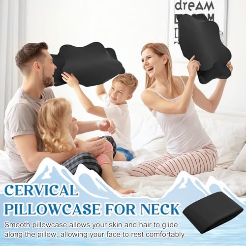 Hahafelt Cooling Cervical Pillowcase Cover with Envelope Closure (Only Pillow Case) Ergonomic Neck Pillowcase Smooth Soft Cool Pillow Cover for Side Back Stomach Sleepers(Black,Queen Size) - Image 6