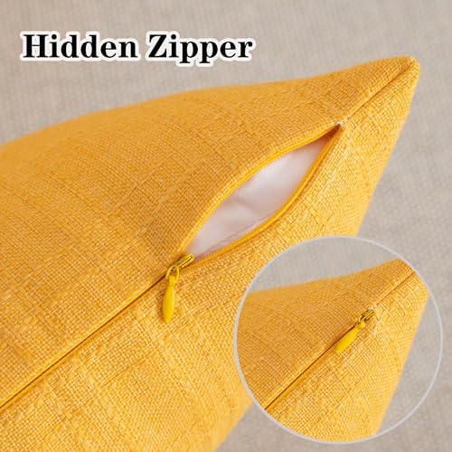 Kevin Textile Outdoor Waterproof 26”x26” Pillow Covers 2 Pack, Dark Yellow - Image 3