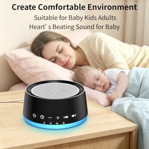 White Noise Machine Night Light Sound Machine with 30 Soothing Sounds 12 Colors Light Sleep Machine for Baby Kids Adults Brown Pink Nosie Machine with 32 Volume Levels for Office Home Travel - Image 4