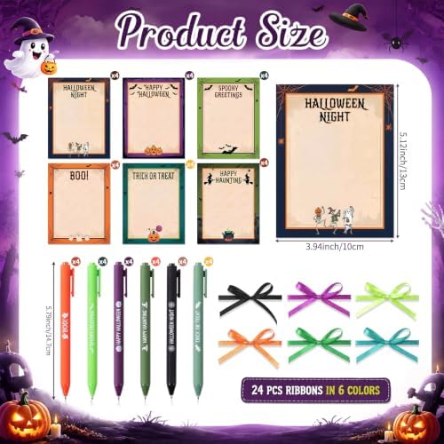 Pajean 72 Pcs Halloween Notepad and Pen Set with Ribbon Gifts - Image 2