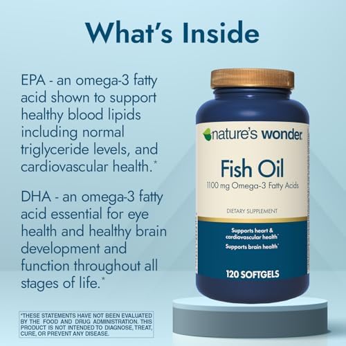 Nature's Wonder Fish Oil 1100mg Omega-3 Fish Oil Supplements for Women and Men, EPA & DHA for Healthy Joints, Heart, Immune System, 120 Day Supply of Softgels (Pack of 2) - Image 3
