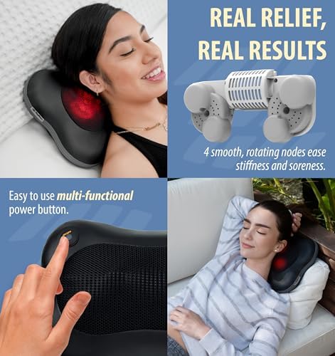 Zyllion ZMA-13 Back and Neck Massager with Heat for Pain Relief, Black - Image 3