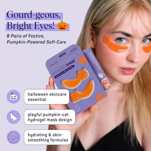 SpaLife Pumpkin Korean Under Eye Patches | Halloween Boo Basket Ideas | Hydrogel Eye Patch for Dark Circles | Halloween Gifts for Girlfriend | Pack of 6 Pairs (6 Undereye Treatments) - Image 2