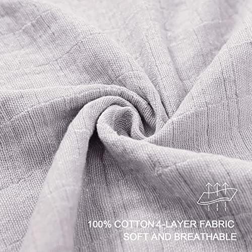SE SOFTEXLY Muslin Throw Blanket, 4-Layer Dyed Yarn, 60”x80”, Grey - Image 2