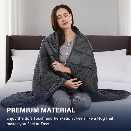 CuteKing Weighted Blanket - Weighted Blanket with Premium Glass Beads - Heavy Blanket Crystal Velvet for Comfort Sleep - Thick Blanket All Season (15lbs, 48"x72", Grey Bubble) - Image 2