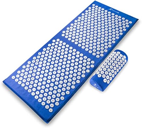 ProsourceFit Acupressure Mat and Pillow Set for Back/Neck Pain Relief and Muscle Relaxation, XL - Blue/White by PROSOURCE