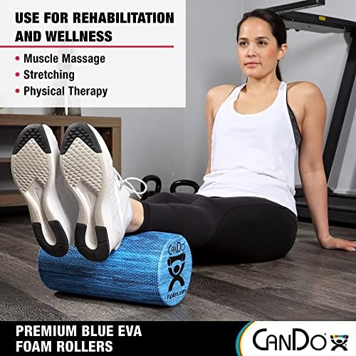 CanDo Blue Marble High Density EVA Foam Roller For Muscle Restoration, Massage Therapy, Sport Recovery, And Physical Therapy. 6" x 36", Round - Image 4