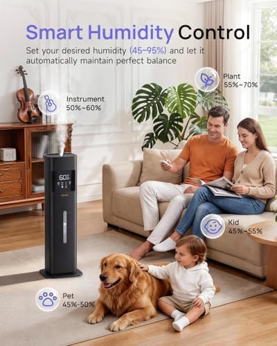 Humidifier Large Room, 2.1Gal/8L Cool Mist Humidifiers for Bedroom 500 sq ft, Humidifiers for Home with Essential Oil Diffuser, Top Fill Quiet Humidifier for Baby Nursery Office Plants, Black - Image 3