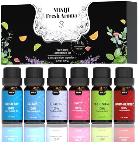 Well-Being Essential Oils Set-Essential Oils for Diffuser for Home,Essential Oils Diffuser Scents for Skin,Aromatherapy,Laundry,Candle&Soap Making,Humidifiers 6 X 10ML by MISIJIEssentialOilsOverall