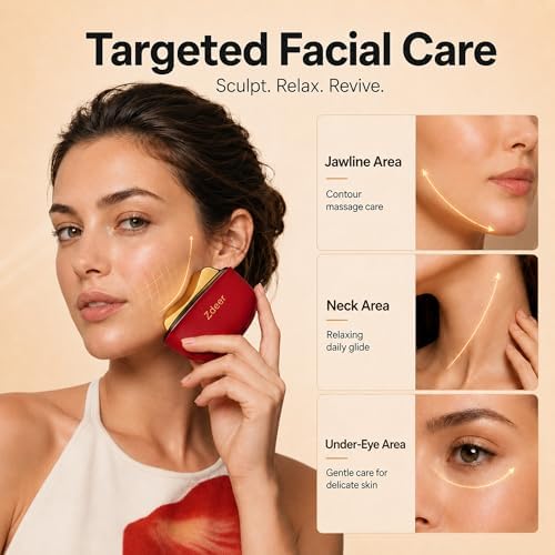ZDEER GS5 Electric Heated Gua Sha Tool, Red Light Face Massager, Red - Image 2