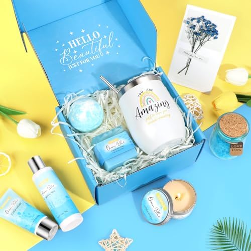 Birthday Gifts for Women, Ocean Scented Relaxing Spa Gift Baskets for Women Mom Her Wife Sister Friends Coworker Employee, Self Care Bath and Body Gift Set for Mothers Day Birthday Inspirational Gift - Image 2