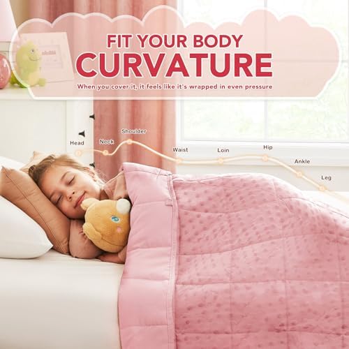 CuteKing Weighted Blanket - Weighted Blanket with Premium Glass Beads - Heavy Blanket Crystal Velvet for Comfort Sleep - Thick Blanket All Season (10lbs, 48"x72", Pink Bubble) - Image 3