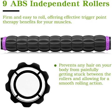 Muscle Roller Massage Roller Stick- Deep Tissue Fascia Blaster for Myofascial Pain Relief, Lymphatic Drainage & Body Sculpting, Handheld Physical Therapy & Recovery Tool (Purple Black-18 inch) - Image 2