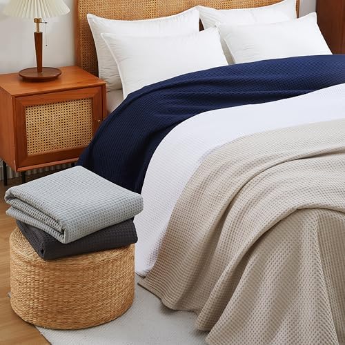 100% Egyptian Cotton Waffle Weave Throw Blanket for Bed Couch Sofa Home Decor, Soft Lightweight Bed & Couch Blanket for All Seasons (Light Khaki - Throw Size - 50 * 60") - Image 6