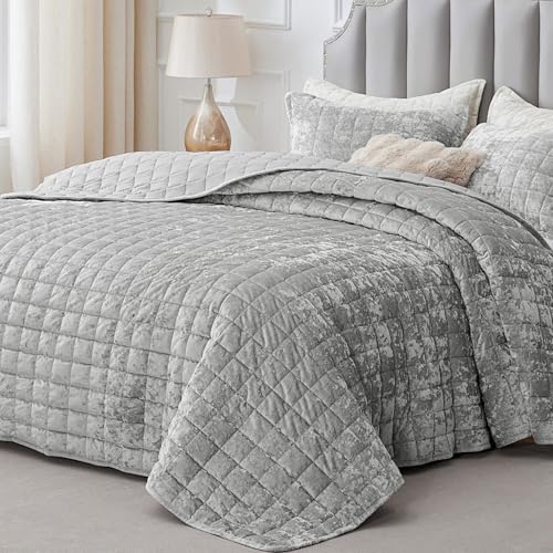 BEDELITE Velvet Quilt Set Queen Size, Luxury Velvet Comforter Bedding by BEDELITE