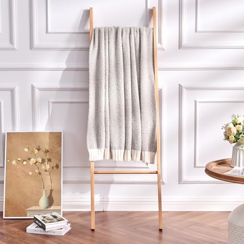 CozeCube Reversible Knitted Throw Blanket, Grey White Melange 60"x80" - Image 7