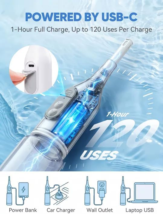 Portable Bidet for Travel – Electric Peri Bottle with Dual Spray Modes, 360° Nozzle, Water Bottle Adapter, USB Rechargeable, Waterproof, Travel Bidet for Postpartum & Personal Hygiene (White) - Image 5