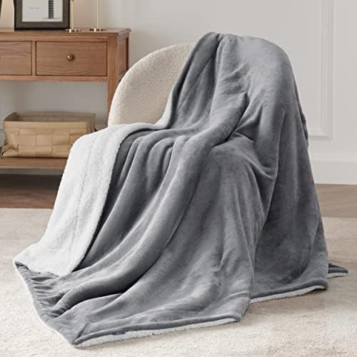 Bedsure GentleSoft Sherpa Fleece Twin Blanket for Couch, Non-Heated, Thick and Warm Throw for Women and Men, Soft Fuzzy Plush Blanket for Winter, Grey, 60x80 Inches - Image 4