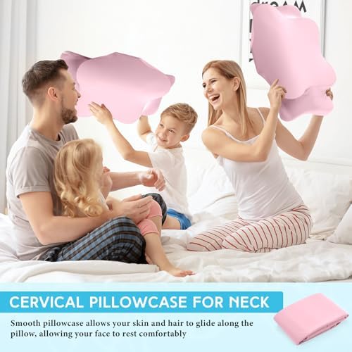 Hahafelt Cooling Cervical Neck Pillowcase,Pink,Queen Size - Image 6