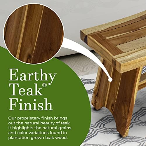 EcoDecors Serenity 24-Inch Teak Shower Stool, Non-Slip, 250 lb - Image 3