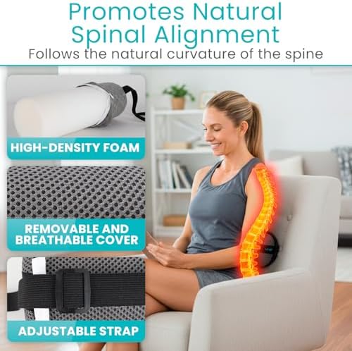 Vive Lumbar Roll Pillow for Lower Back Pain - Low Back Support Cushion - Image 3