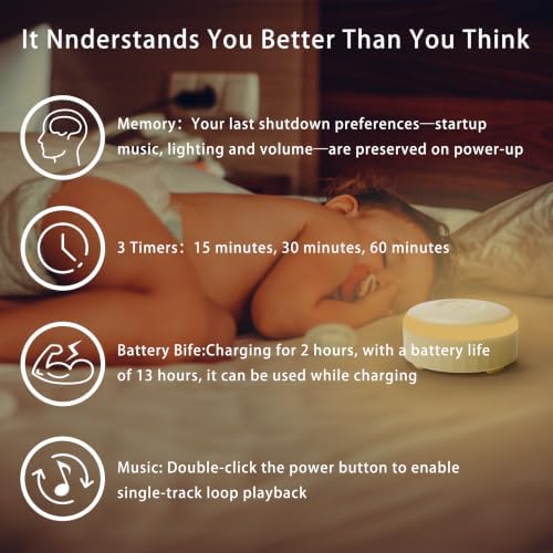 White Noise Sound Machine with Night Light for Sleep Baby Adults - Image 6