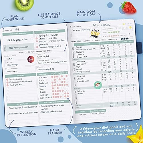 Clever Fox Wellness Planner & Food Journal for Weight Loss, A5 Mystic Blue - Image 4