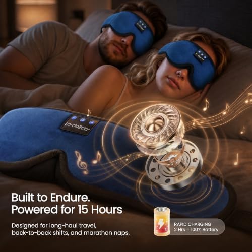 LC-dolida Sleeping Headphones Eye Mask, Sleep Mask with Bluetooth Headphones 3D Eye Mask Wireless Music Cotton Sleep Cover for Side Sleepers Nap Insomnia Air Travel Meditation Gifts for Unisex - Image 5