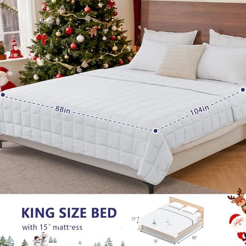 yescool Weighted Blanket for Adults (30 lbs, 88” x 104”, White) Cooling Heavy Blanket for Sleeping Perfect for 290-310 lbs, King Size Breathable Blanket with Premium Glass Bead - Image 2