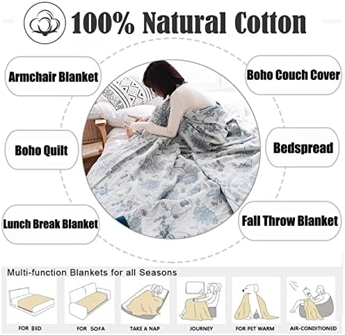 MSGKV Summer Throw Blanket 60"x80" 100% Cotton Woven Decorative Throw - Image 6