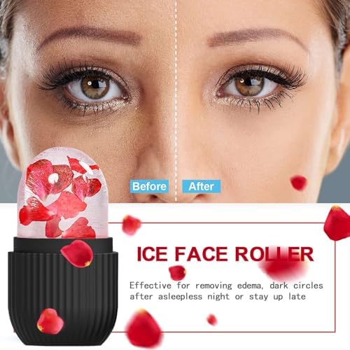 XHJRI Face Roller Massager for Skin Care, Reusable Ice Mold Massage Roller - Cordless, Battery Powered, Black White, Migraine Relief, Rolling Therapy for Whole Body - Image 2