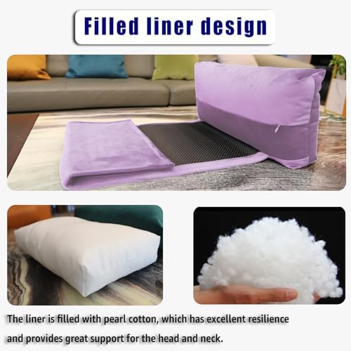 Headrest Pillow with Pearl Cotton Filling - Non-Slip Headrest Cushion with Velvet Cover for Recliners, Sofas and Loveseats (Lavender) - Image 5