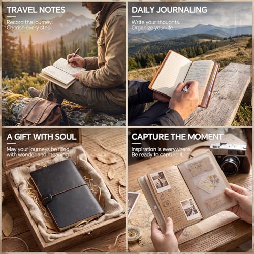 Sabary 16 Pcs Passport Size Refillable Leather Journal Bulk, Warm Color - Image 3