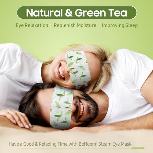 BeHoomi 20 Packs Steam Eye Mask, Heated Eye Mask Warm Compress for Eyes, Disposable Self Heating Steam Mask for Home, Sleep, Spa, Travel Essentials & Relaxation Gifts for Women (Green Tea) - Image 2