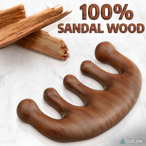 Cozlow Head Scalp Comb - Premium Wooden Massage Comb for Neck & Shoulder - Natural Sandalwood Massager for Soft & Smooth Hair - Wood Therapy Massage Tool for Stress Relief & Muscle Relaxation - Image 3