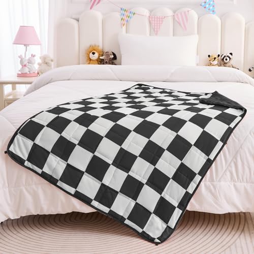 yescool Black Checkered Weighted Blanket 7 Pounds Plaid Weighted Throw Blanket, Heavy Blanket for Sleeping, Tartan Bed Blanket Gifts for 60-80lbs, 40"x60" - Image 5